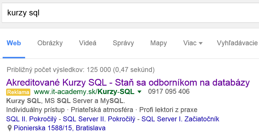 akreditované kurzy SQL